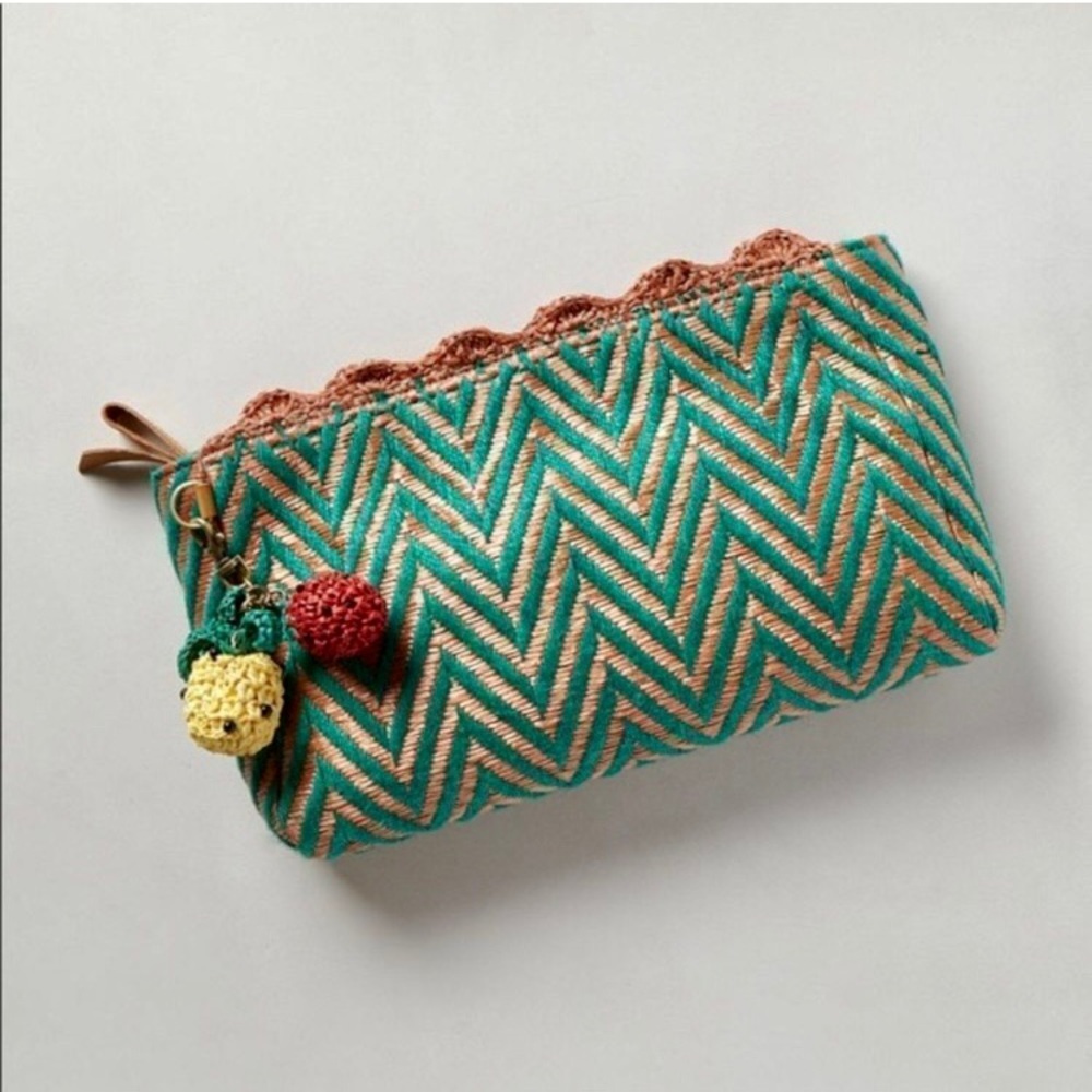 Anthro Miss Albright Chevron Raffia Bag